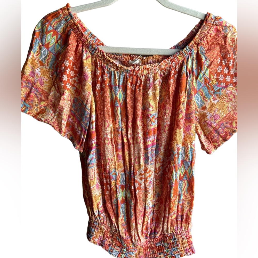 Christian Siriano Size Medium Orange Boho Top